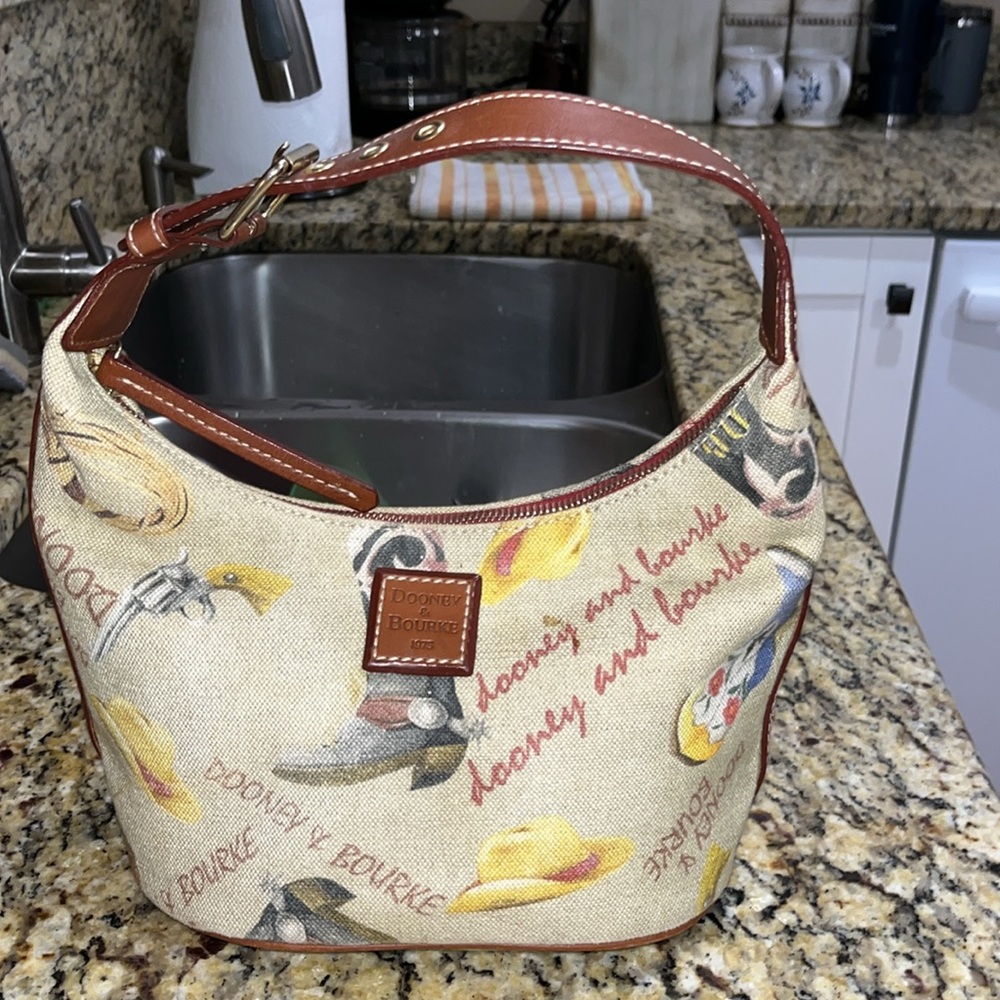Dooney & Bourke Cream and Brown Hobo Bag